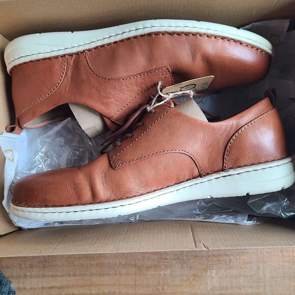 BORN Mens Size 9.5 M Todd Cognac Tan Brown Leather Sneaker Tie Up Derby Shoe NEW - Picture 7 of 8